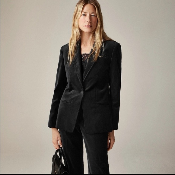 NWT J.Crew Alexandra Blazer in Black Velvet Size 12P